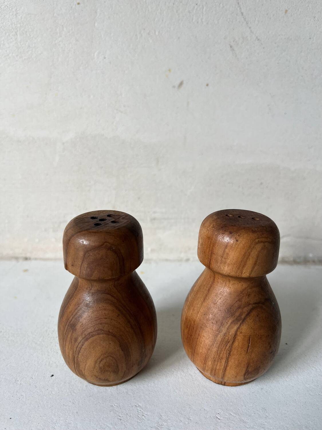 Vintage wooden salt and pepper shakers
