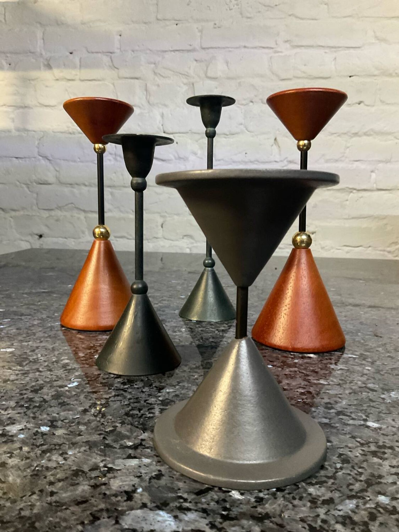 Série de 5 bougeoirs diabolo vintage