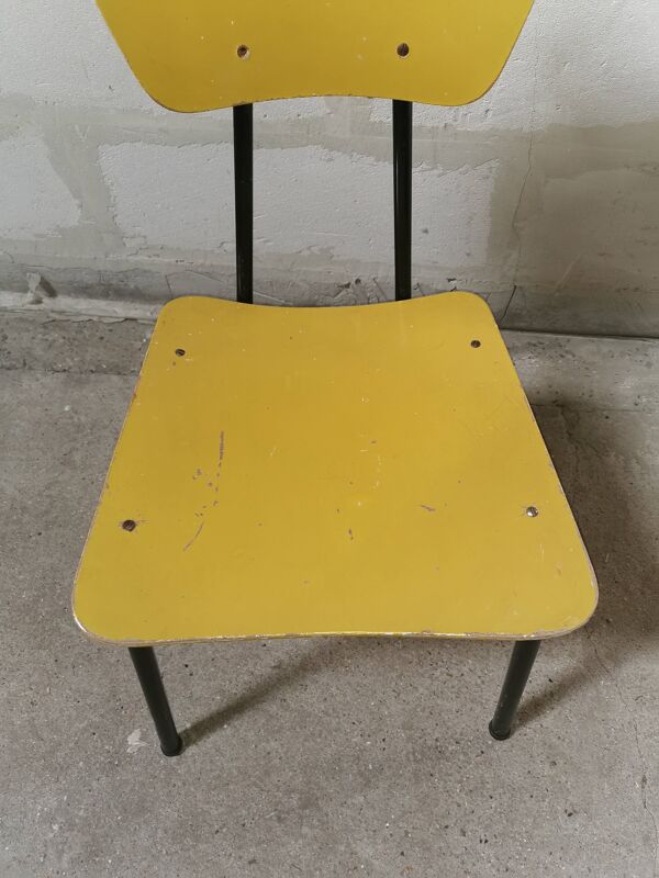 Chaise Jaune Jacques HITIER vintage années 50