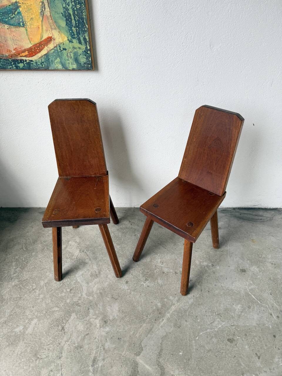 Paire de chaises brutaliste en chêne 1950