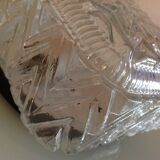 Square ceiling lamp in structured glass vintage 60s-70s