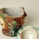 Old Tobacco Pot Janiform Head - Majolica Barbotine 19th Century - Medieval Style