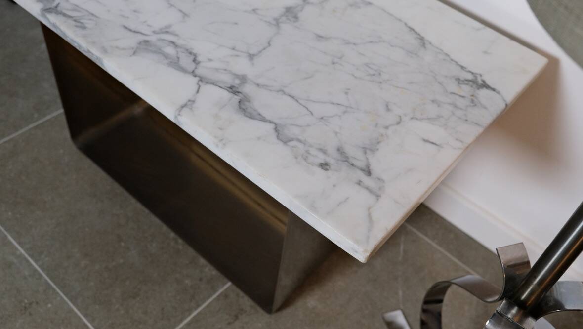 70s marble and aluminum coffee table