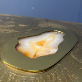 Etched brass and inlaid agate coffee table by Felix De Boussy, Belgium