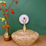 Vintage angled wall lamp with yellow clichy glass shade