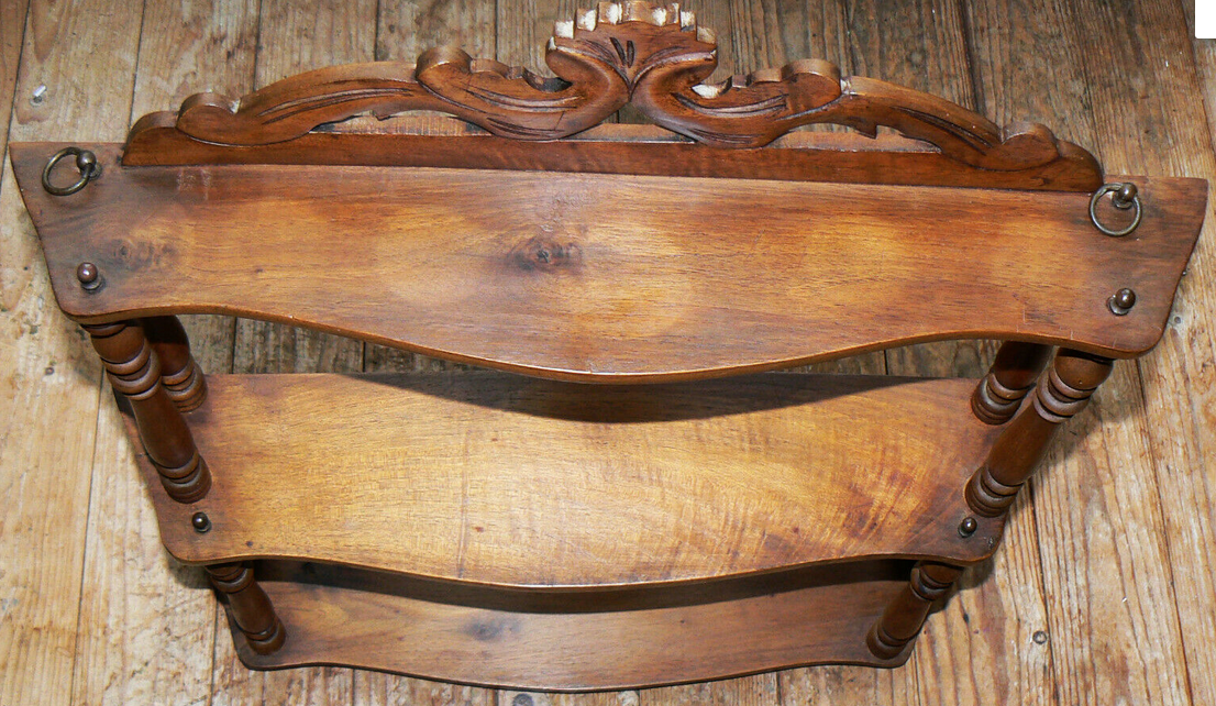 Napoleon3-era solid walnut column shelf3