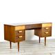 Midcentury Uniflex Walnut And Beech Concave Desk Designed By Gunther Hoffstead .