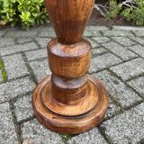 Vintage Wooden Plant Table, Tall Pedestal Side Table, Farmhouse Interior Style, Mid Century Furniture