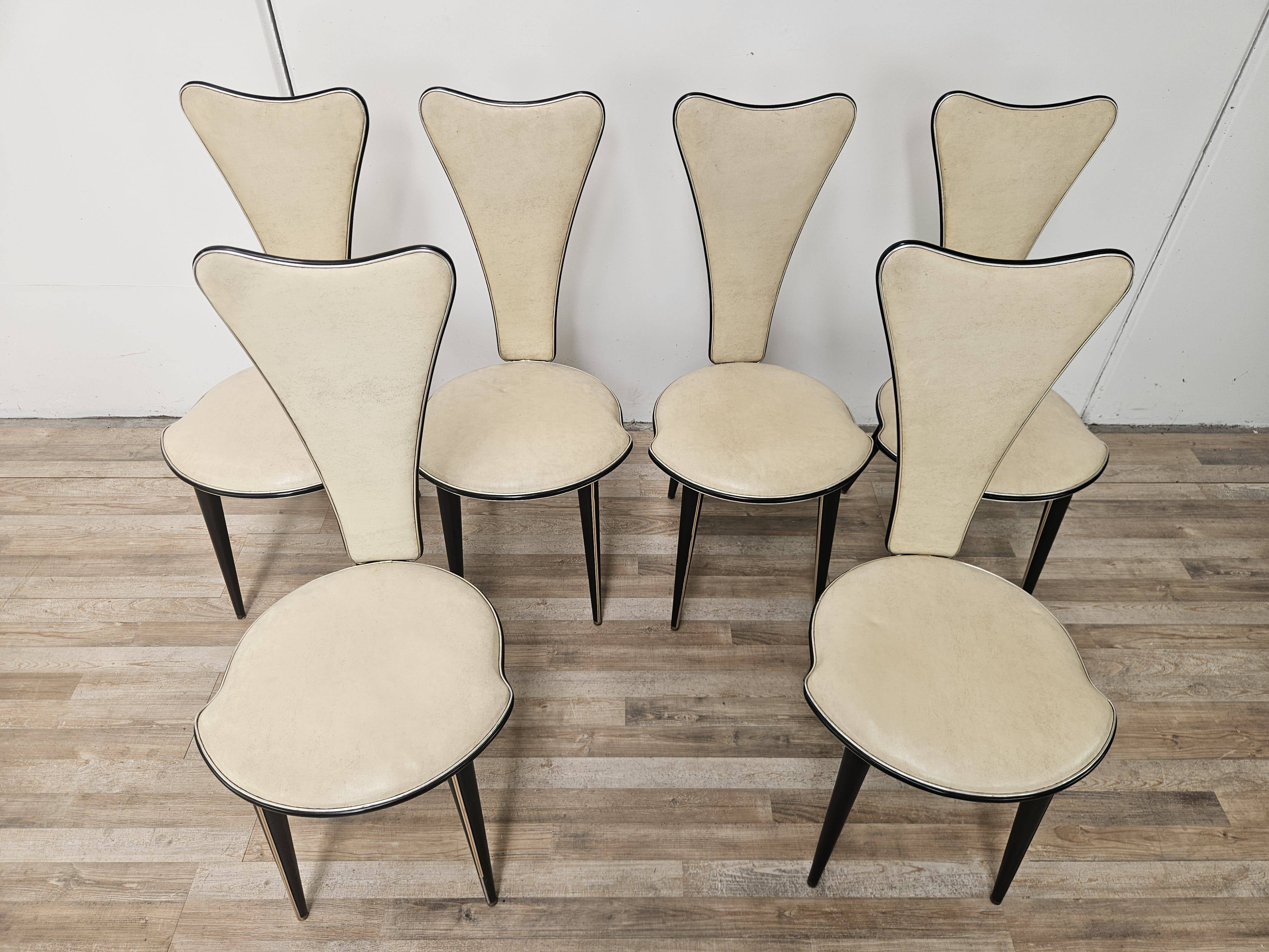 Set of Six Mid-Century Modern Dining Chairs by Umberto Mascagni
