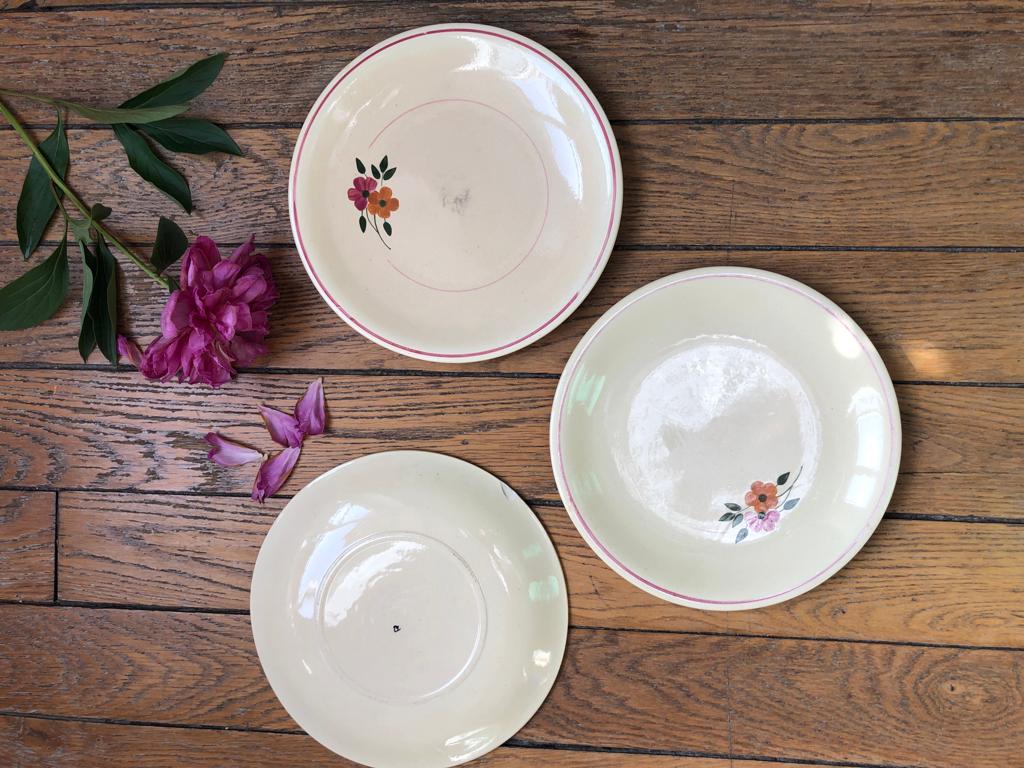 11 plates vintage 40s, floral pattern