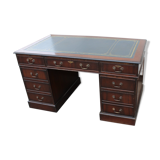 Mhogany desk with blue leather - in 3 x parts