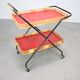 1960s Czechoslovak Mid-Century Folding Bamboo Serving Trolley Bar Cart