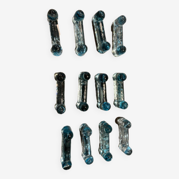 12 Porte-couteaux verrerie biot bleu