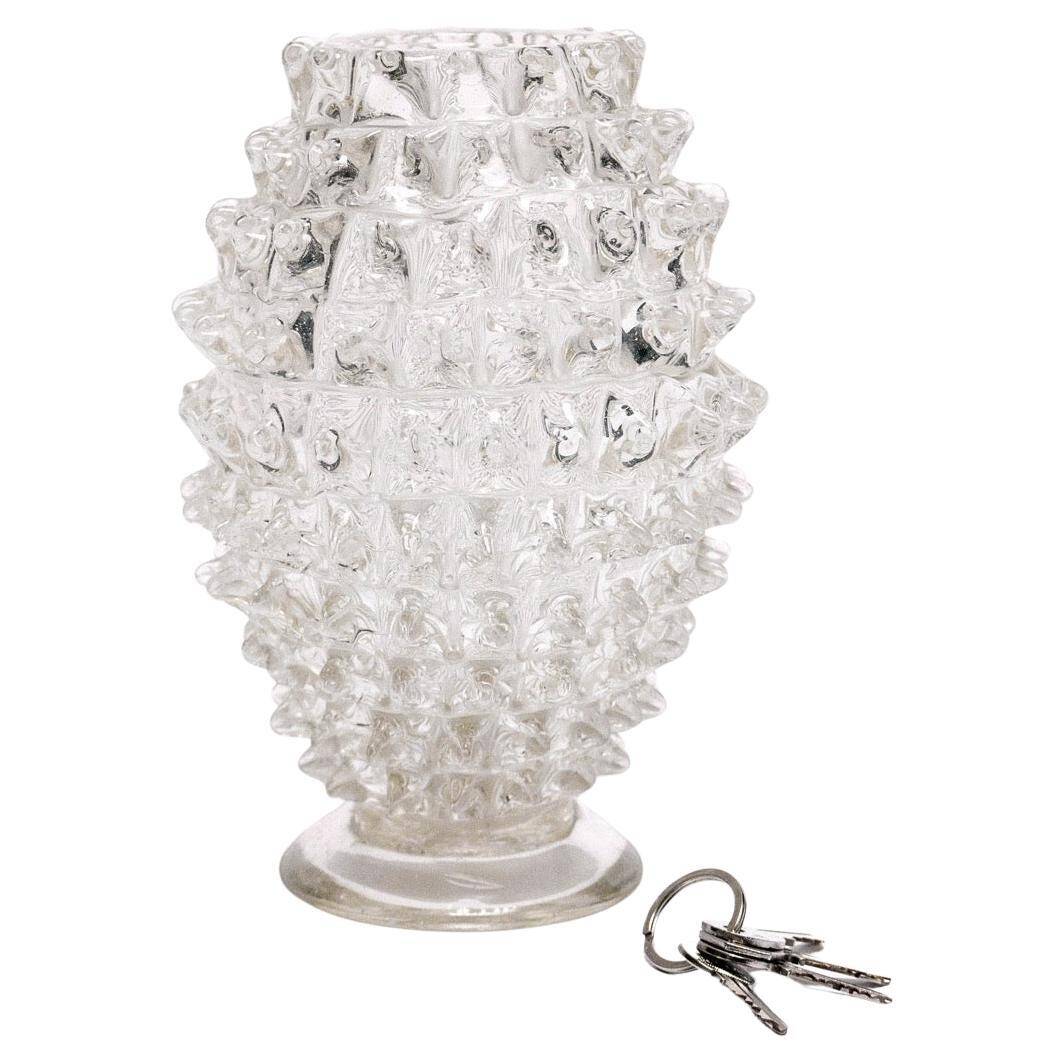 Vintage Rostrato vase in clear Murano glass by Barovier and Toso, Italian 1960s