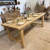 Renovated solid oak farmhouse table with 2 drawers