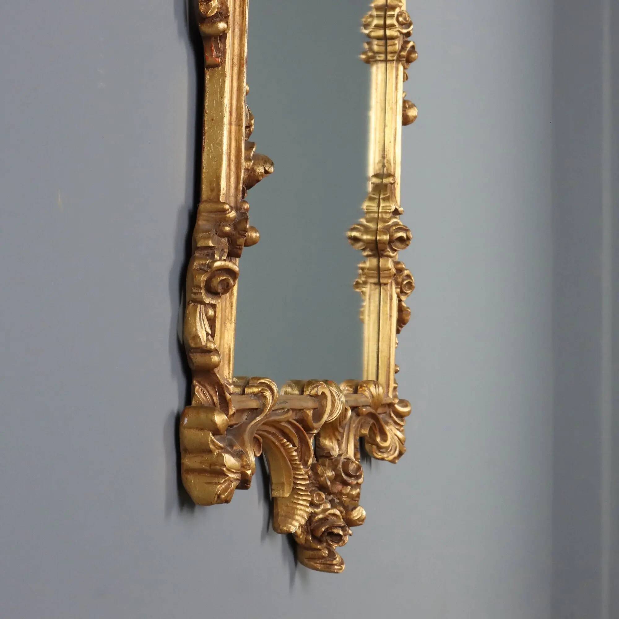Antique carved and gilded wooden mirror, Italy, 20th century
