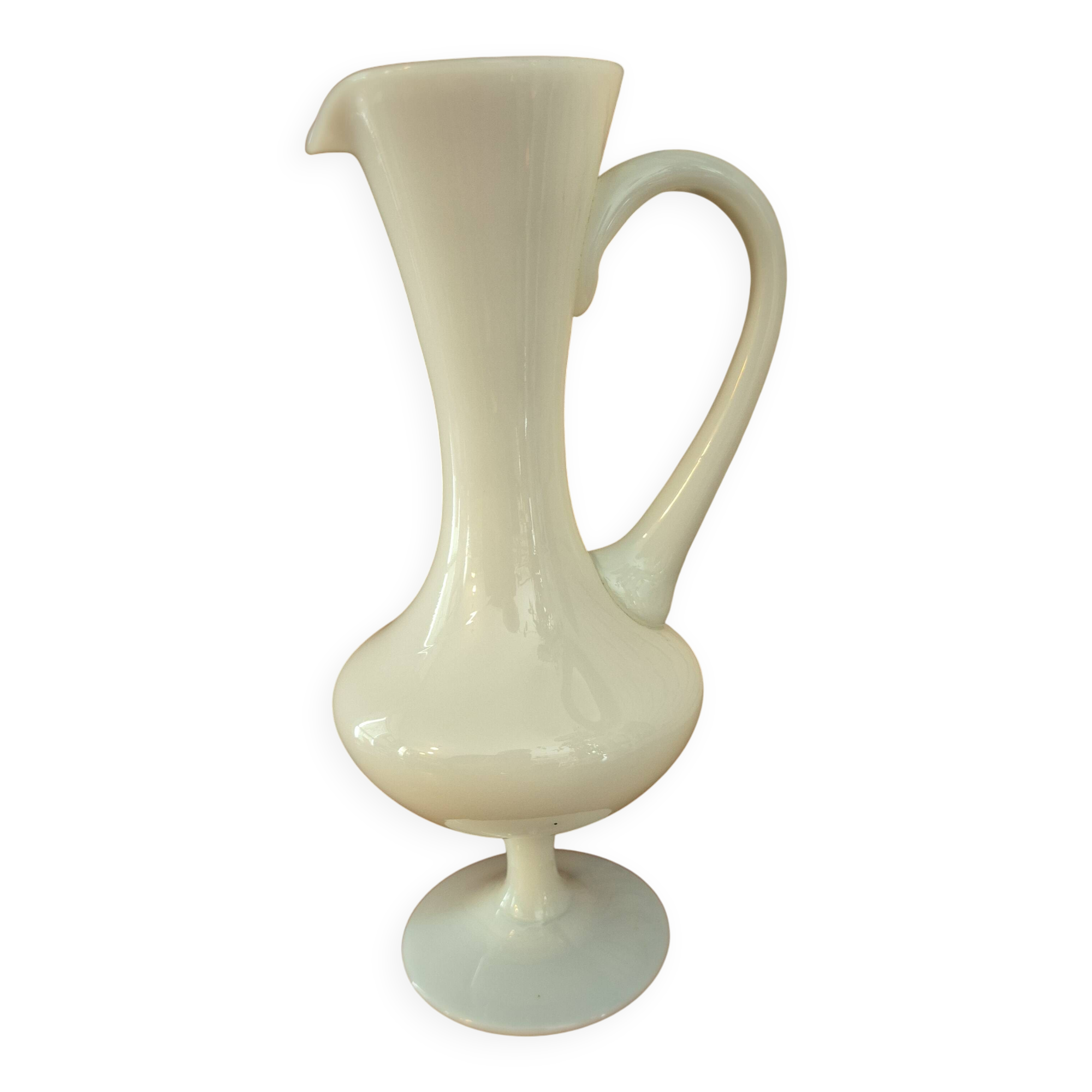 Vintage white opaline amphora vase
