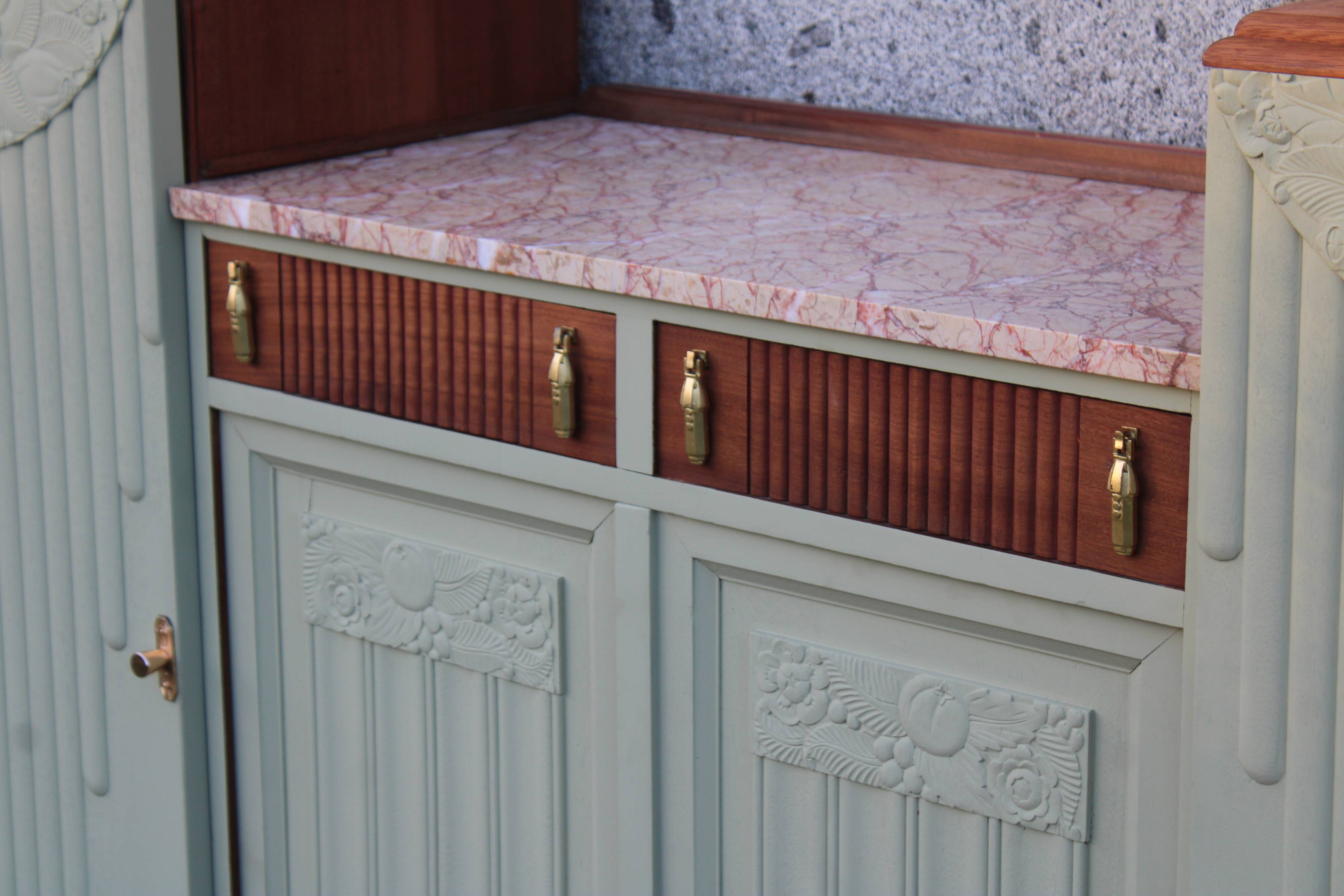 Renovated antique Art Deco sideboard – Lizard Green (Pure & Paint)
