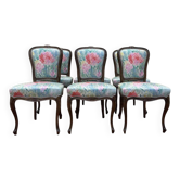 Suite de 6 chaises Louis Philippe à Rossi fleuri