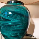 80s faux malachite ceramic lamp