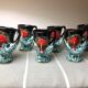 Old coquetiers signed Vallauris Turquoise and Red