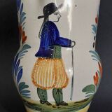 HB Quimper earthenware pitcher, late 19th century character