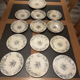 Service of old Gien earthenware plates and dishes