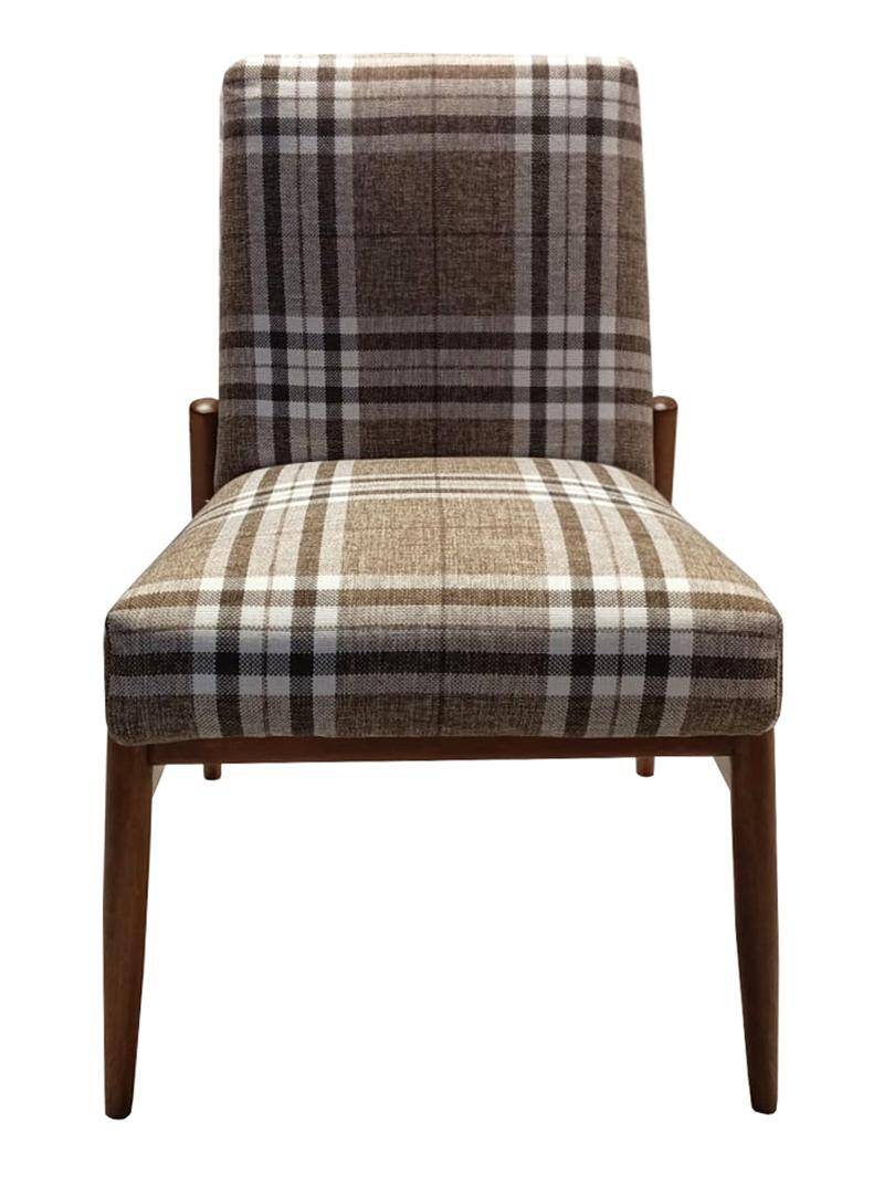 Beige checked fabric armchair in mid-century style, Europe, 1960s