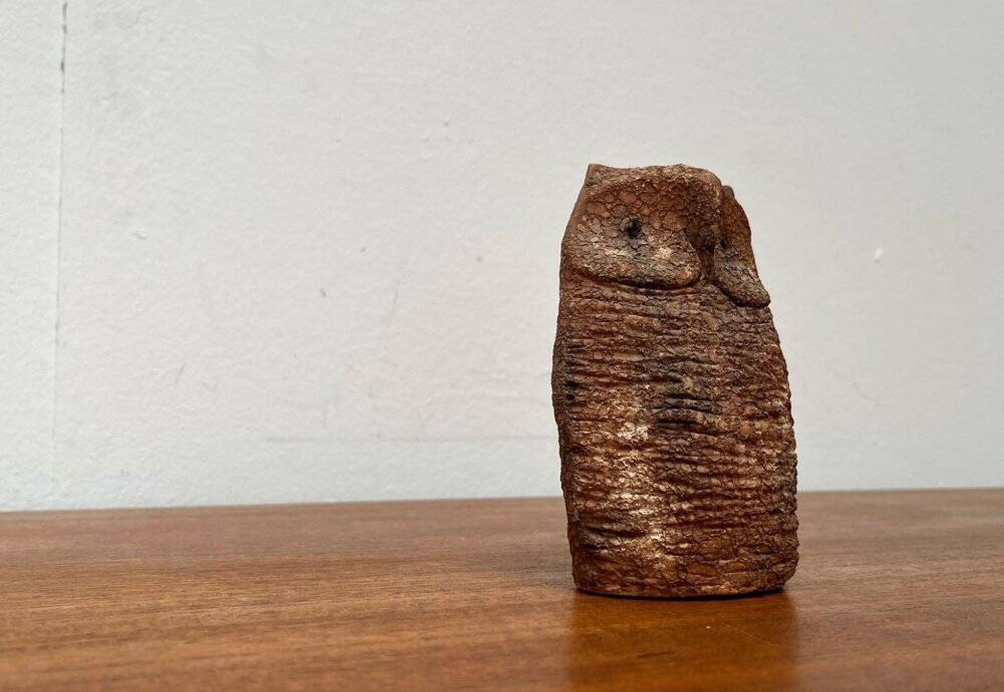 Owl sculpture in Italian pottery from the mid-century by Aldo Londi for Bitossi, 1960s.