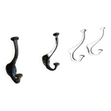 Solid teak coat hook with 4 double cast iron hooks