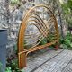 Rattan and leather headboard 140cm vintage 1970