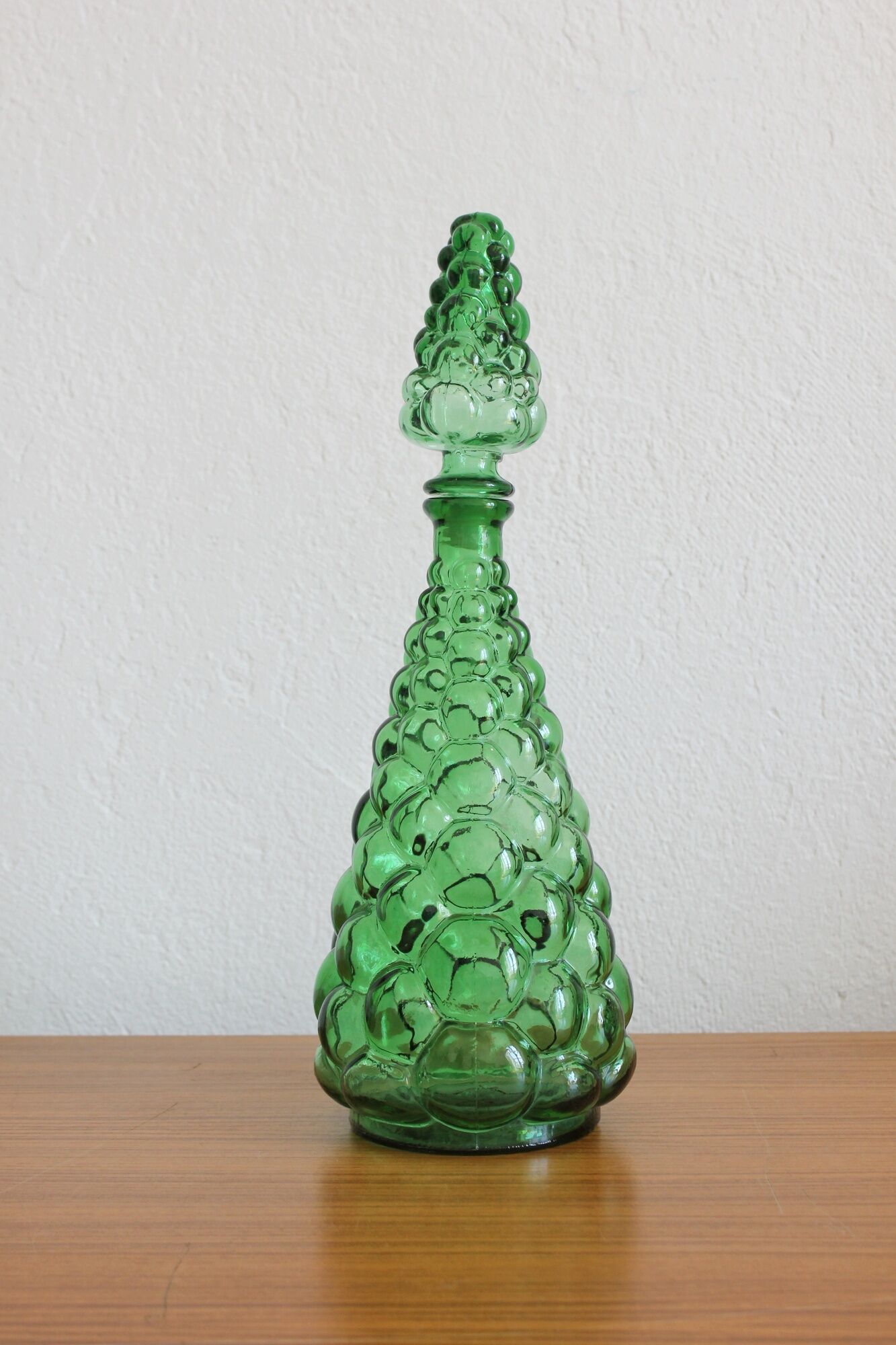 Carafe Italian bottle in vintage green empoli glass