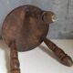 Low tripod stool in vintage turned solid wood