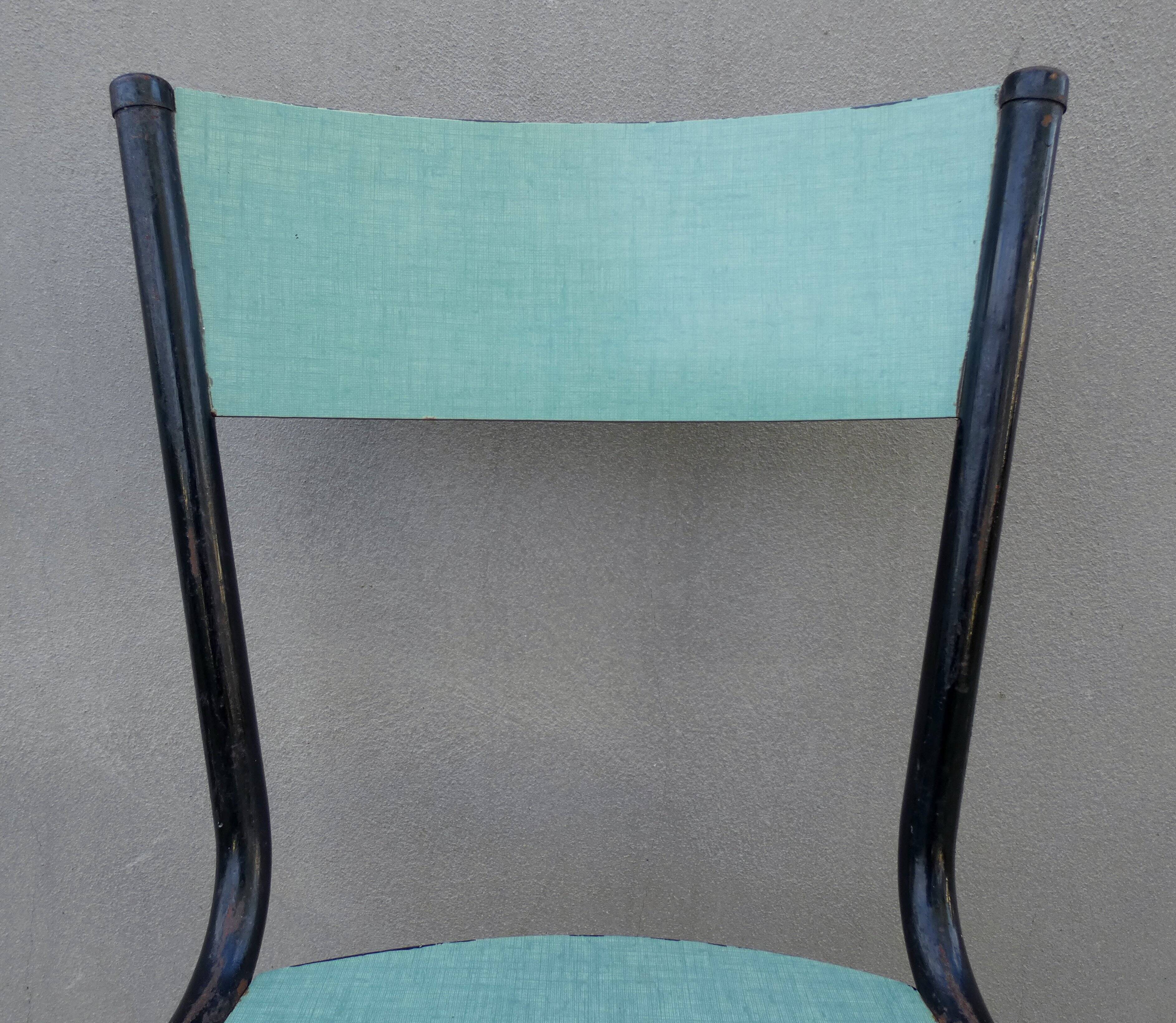 6 chaises en formica vert mint design vintage