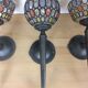 3 appliques balls colored glass and metal, 80s