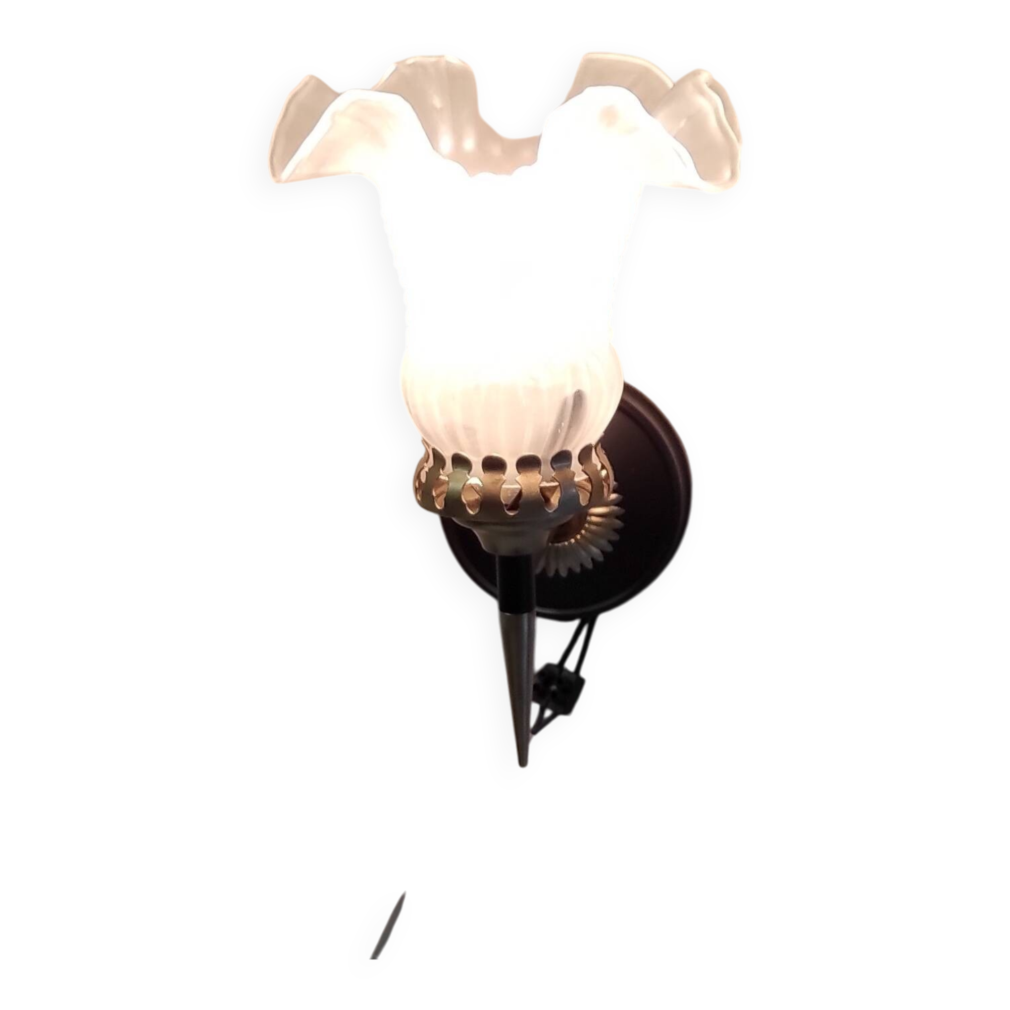 Art Deco wall light in brass with glass shade - mid 20th century.