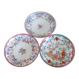 3 different saucers in English porcelain Minton
