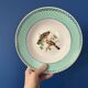 Set of 4 vintage deep plates in earthenware • Bird and leaf decoration