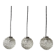 Set of 3 vintage glass pendant lamps