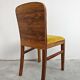 Set de 4 chaises Art Déco en placage de racine de noyer, velours