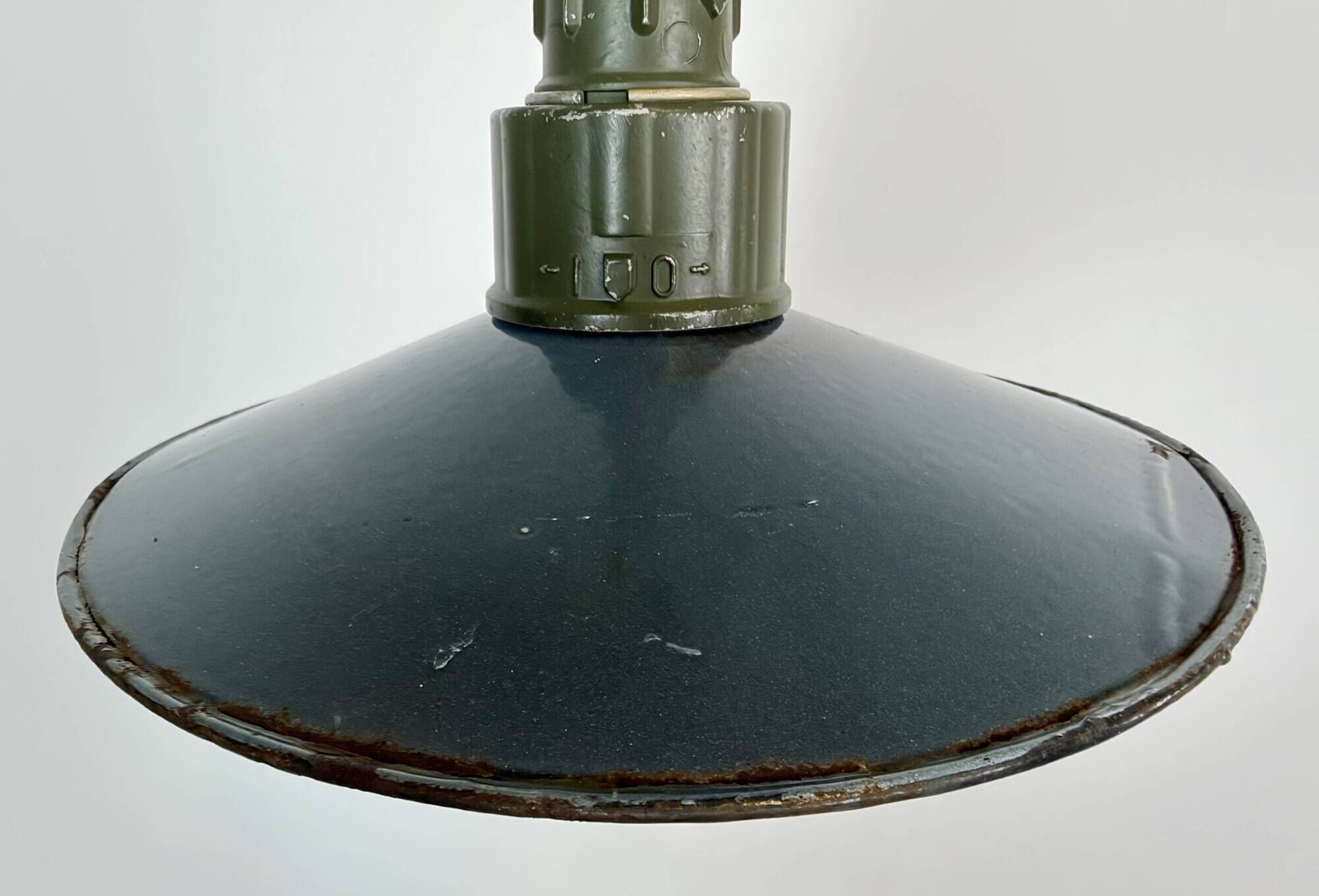 Industrial Blue Enamel Military Pendant Lamp with Cast Aluminium Top, 1960