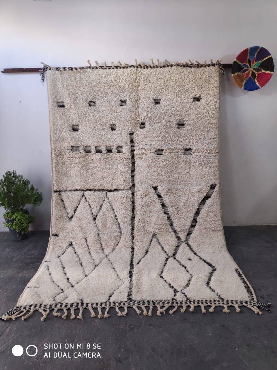 Large Authentic Beni Ourain Rug with Abstract Berber Symbols 300x200cm