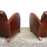 Pair of art-deco leather armchairs