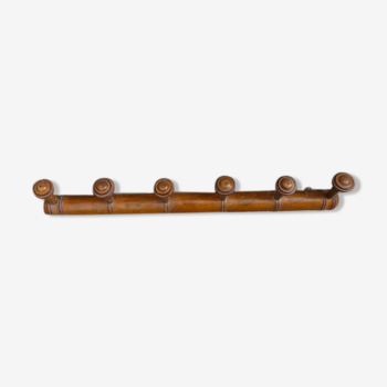 Porte manteau bois façon bambou années 40, 6 patères