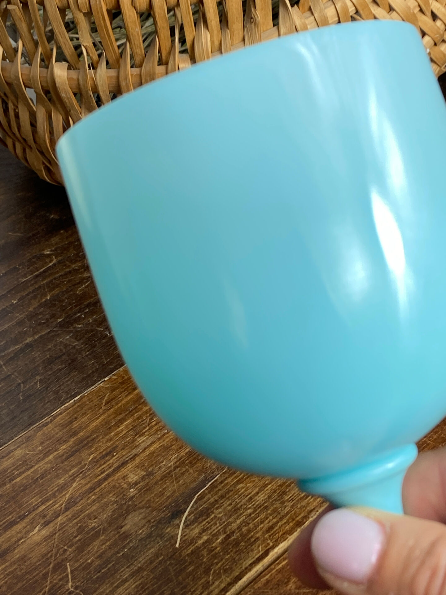 Blue opaline glass goblet from Portieux