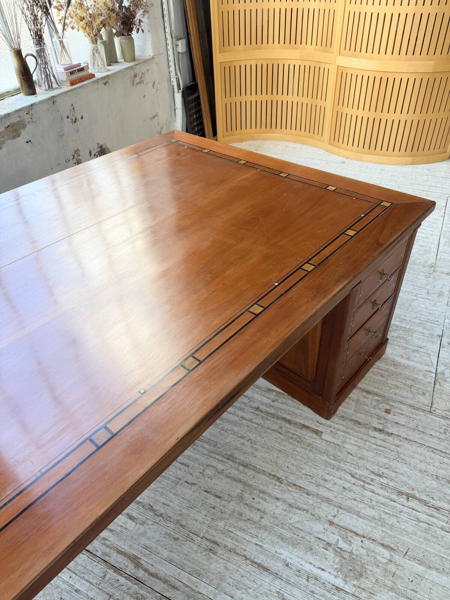 Double-sided walnut counter desk 1900