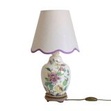 Ceramic lamp with low scalloped shade