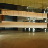 Chrome metal coffee table and 1970 smoked glass