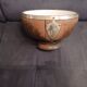 Victorian era silver-plated bowl with oak wood.