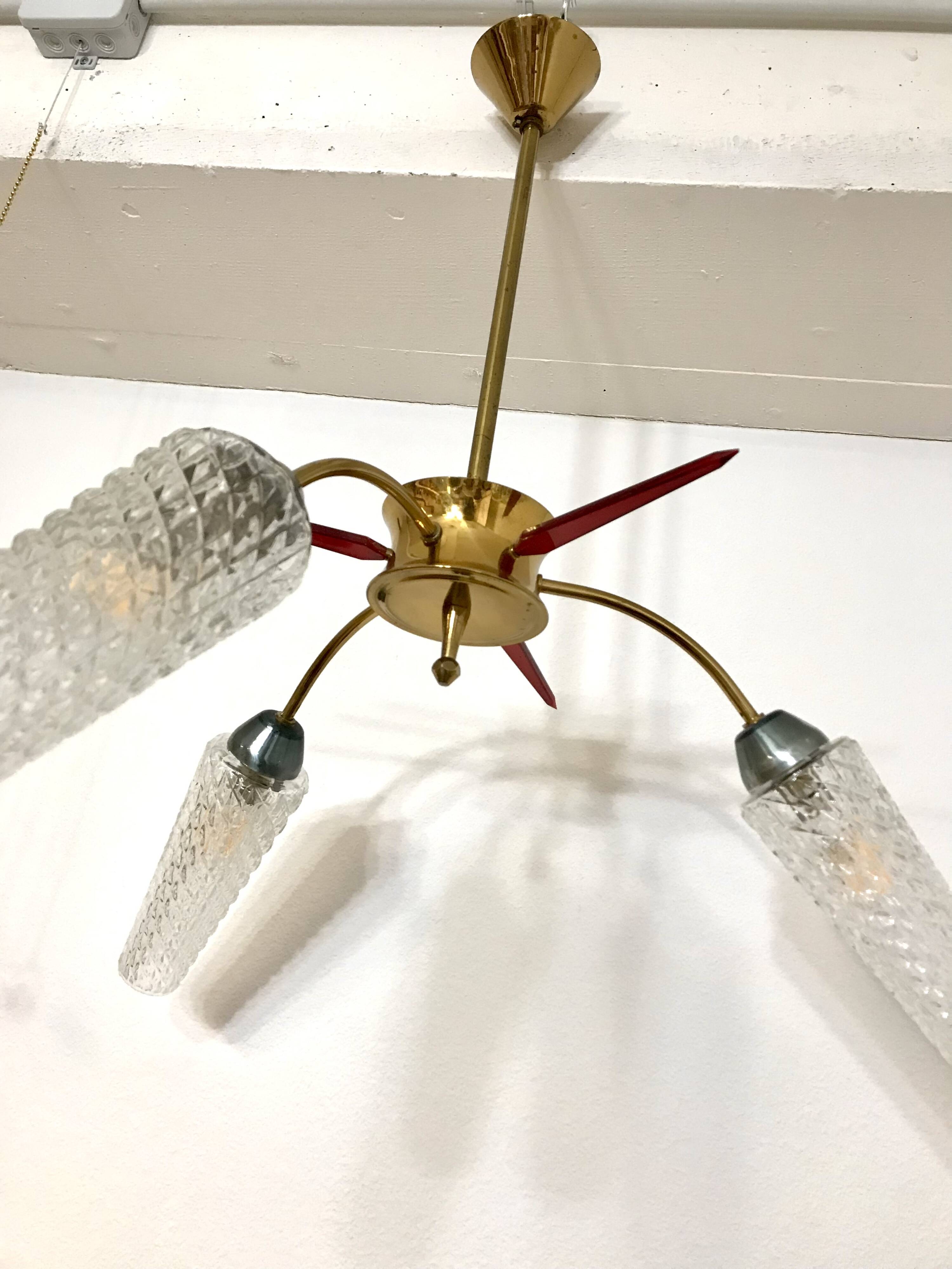 Mid-Century 3 Arm Spider Pendant Light